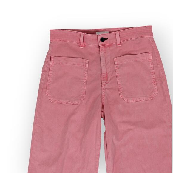 Sz 29 AskkNY Sailor Pant WashedPink Canvas HiRise WideLeg StretchTwill - Picture 11 of 12